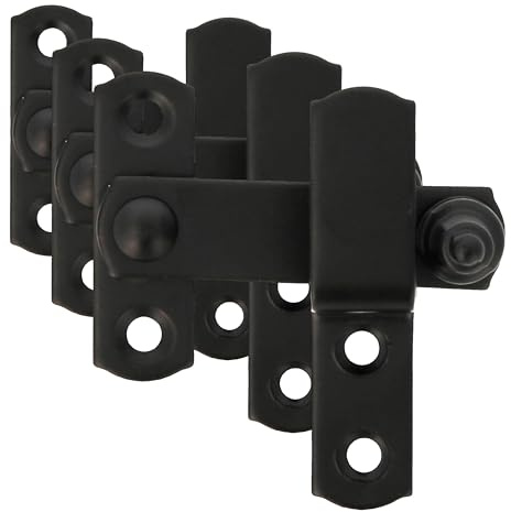 Amig - Aldabilla para Contraventana con Solapa | Cierre de Seguridad para Ventanas de Acabado Negro Mate | Herrajes para Jardín y Exterior con estilo Rústico (Paquete de 3)