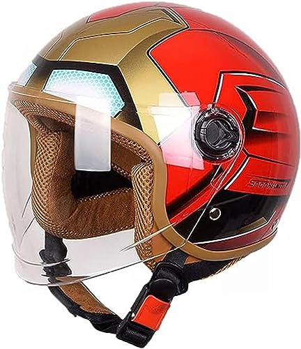 Casco da moto per bambini, ragazze, ragazzi, bambini, con visiera, scooter, ciclomotore, ciclomotore, D, 50-58 cm