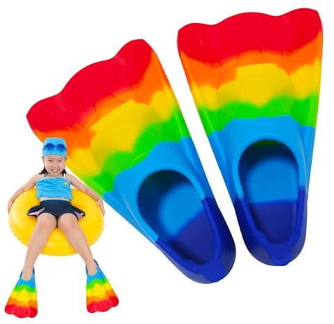 Barntofflor för simning - Rainbow Silikon Bodyboarding fenor med öppen