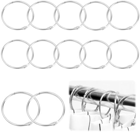 12 Pcs Metal Shower Curtain Rings, Rustproof Hooks for Bathroom, Easy Glide for Shower Rail, Changing Room, Windows, Hotel