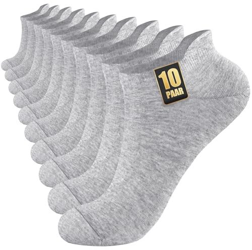 SockWaddles 10/20 Par Sneakersockor Herr Dam, Anti-Svett Korta Sockor, Bomullssportstrumpor, Andningsbara Löparstrumpor Unisex Svart Vit Grå
