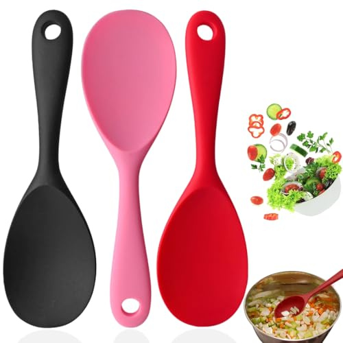 MIRKUZI Cucchiaio Silicone per Riso e Patate, Set da 3 Pezzi Verticale