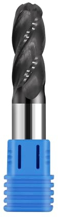 1/2in Ball Nose Solid Carbide End Mill,4 Flute, 30 Degree Helix,AlTiN Coated Bits Tool for Medium Hardness Steel, Brass, Iron