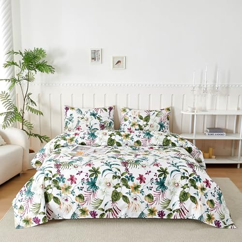 Homebliss Parure De Lit 180x190/200 cm en Microfibre, Ensemble de Draps 4 Pièces Imprimée, Drap Housse Ajustable 180x200 cm cm, Drap Plat 2 Personnes 240x250 cm et 1 Taie d'oreiller 50x80, Hawaï