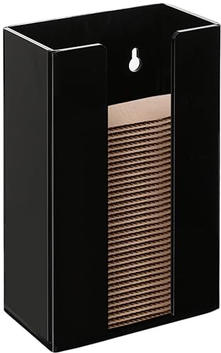 Baosia Coffee Cup Sleeve Organizer Rack-Acrylic Collar Holder Storage for Disposable Kraft Paper Cup Sleeves,Coffee Shop/Home/Kitchen Organization,Countertop or Wall Mount(Black)