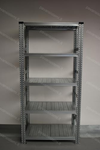 Metalsistem Scaffale Professionale Zincato con 5 Ripiani, 135x50 cm, Altezza 197 cm, Metallo Zincato, Sistema di Stoccaggio Regolabile