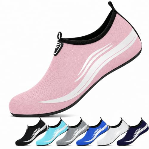 SCCGKP Beach Shoes Water Shoes Women Men Quick Dry Sea Shoe Breathable Aqua Swim Shoe Lightweight Barefoot (Pink, Adult, Men, 7, Numeric, UK Footwear Size System, Medium)