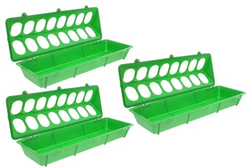 ORFOFE 3pcs Small Chick Feeder with 16 Hole Flip Top Design, Plastic No Mess Gravity Feed Mechanism, Widened Edge and Inclined Guide Plate, for Birds and Quail on Cement Floors