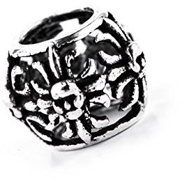 Windalf Haar & Bartschmuck Kanon Ø 8 mm Ritterkreuz mit Totenkopf 925 Sterlingsilber