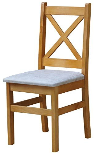 Stol stoppningsstol, korsetstool, alder al massiv furu, trä, ny restauran (ekologisk beige II)