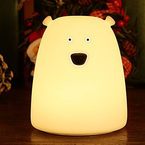 ZKLiLi Bear Lamp, Kitty Night Light for Kids Remote Control Silicone LED Nightlights Toddler Baby Girls Rechargeable Cute Kawaii Nightligh(Bear)