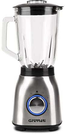 G3 Ferrari G20098 Frullatore Vortice, 1000 W, Capacità 1,5 Litri, Bicchiere in vetro, Tritaghiaccio, 6 Lame Inox frantuma ghiaccio, 4 Velocità, Funzione Pulse, Corpo Inox