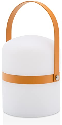LUUK LIFESTYLE Dimmbare LED Laterne mit Griff, für Garten, Haus und Wohnung, wiederaufladbare Design Leuchte, in orange curry matt