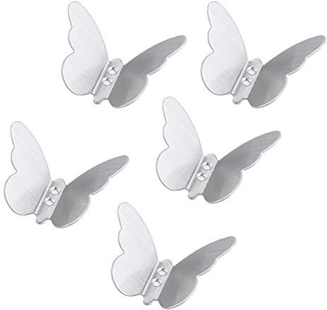 Uposao 5 ganchos de pared de acero inoxidable, ganchos en forma de mariposa, perchero de baño para ropa, cocina e inodoro