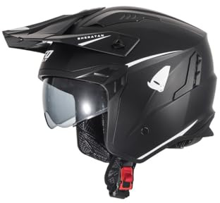 Generico Casque cross enduro ouvert Jet Sheratan avec visière pare-soleil rétractable Trial Street Scooter Moto Noir Taille S