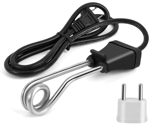 110V-240V Dual Voltage Portable Cup Immersion Heater, Travel Essential for Boiling Water, Perfect for Making Coffee/Hot Drinks, Compact Design with Wide Voltage Compatibility