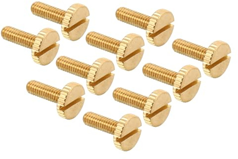 PATIKIL M4x15mm Knurled Thumb Screws, 20 Pack Flat Tip Brass Bolts Grip Knobs Fasteners with Straight Shoulders for Lighting Furniture Electronic Mechanical