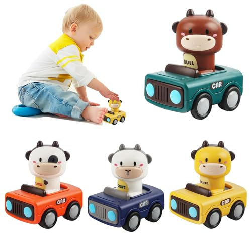JWTRSVTY 4PCS Baby Auto Spielzeug, Tierautospielzeug Für Kleinkinder, Aufziehauto Tier-Rennwagen Für Kinder AB 4 5 6 Jahre