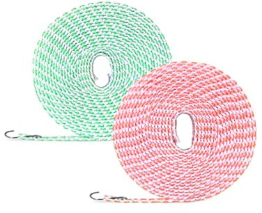 Clothesline,2 Pack Clotheslines for Outside, Adjustable Clothes line，Windproof Clothesline with Hooks, Indoor and Outdoor Laundry and Drying lines,Ideal Camping Essentials (5 m/197 in)