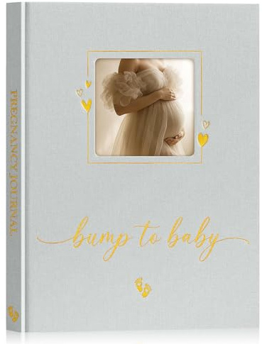 Lanpn Mon Journal de Grossesse, Livre Grossesse pour Future Maman, Carnet Grossesse Pregnancy 156 pages, Souvenirs Bébé Naissance, Cadeau Femme Enceinte Future Parents, Gris, Anglais