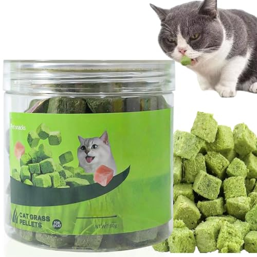Cat Grass Treats,Cat Treats with Cat Grass,Teeth Cleaning & Hairball Control,Edible Cat Treats for Teeth Cleaning and Hairball Removal,Appetite Stimulation-Healthy Snack for Cats