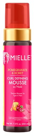 Mielle Pomegranate & Honey Curl Defining Mousse – Moisturising Styling Foam for Curls & Coils, Defines, Controls Frizz & Provides Long-Lasting Hold 222 ml