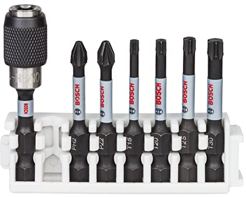 Bosch Professional 7 uds. Punta de Atornillar (Impact Control, T/PZ/PH Bits, Longitud 25mm, Quick Release, Pick and Click, Accesorio Atornilladores de Impacto)