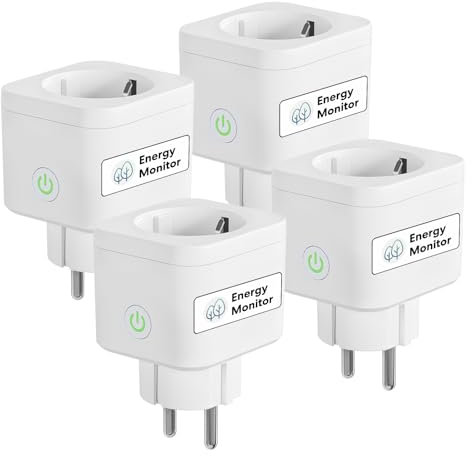 Meross_Smart Enchufe Inteligente 16A con Mide Consumo, Control Remoto y Voz, Temporizador, WiFi, Compatible con Alexa, Google Home, 4 Piezas