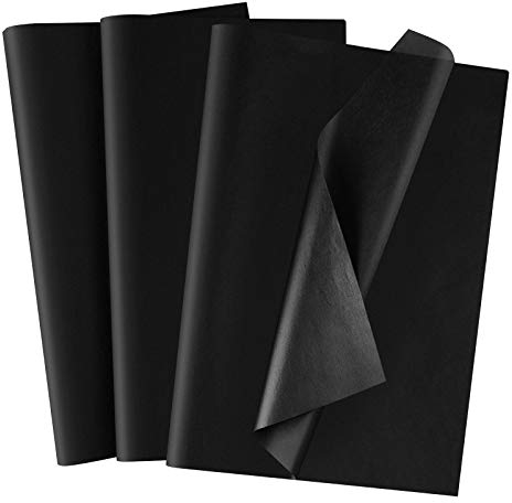 MIAHART 50 Blatt Schwarzes Seidenpapier 35x50cm Geschenkpapier Bulk Art Tissue Geschenkpapier Zubehörpapier für Abschlussfeier Geburtstagsfeier Dekor (Schwarz)