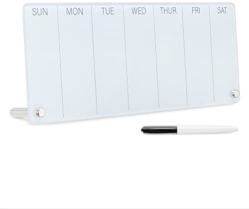 Navaris Wochenplaner aus Glas abwischbar - Whiteboard Kalender für Büro Schreibtisch - trocken abwischbar - Desktop Notizboard Organizer Terminplaner