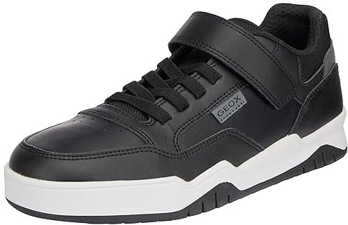 Geox J Perth Boy E Sneaker, Black/DK Grey, 28 EU