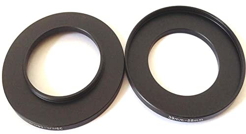 2 x Step-Up-Ringe, Metall, 39 - 58 mm, Adapter, Videokameras, Objektivverbindung, Größe 39 mm bis 58 mm, Filterkreisdurchmesser, Filmanschluss, Fokusring, Digitalkamera, Fototeile, Zubehör