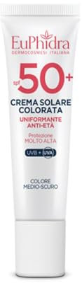 Euphidra Crema Solare Viso Colorata Spf 50+ Anti-Età Colore Medio-Scuro