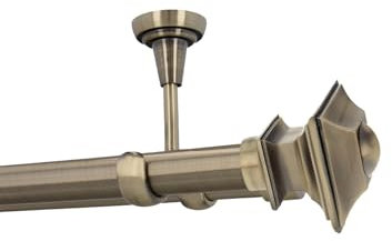 HDTL Gardinenstange Vorhangstange 25/19mm 2-läufig Deckenmontage Messing Antik 160 cm Erato