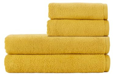 Christy Cirrus Bath Sheets Set | 4 Pieces | 2 Hand 2 Bath Sheets | Super Soft and Fluffy | Quick Dry | Lightweight Bathroom Shower Towels | 100% Cotton | Sunflower Yellow
