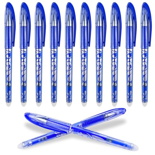 Dunkwckore 12 Pezzi Penne Cancellabili per Scuola Elementare, 0,5mm Inchiostro Gel Cancellabile Penna Gel Cancellabile per Scuola, Ufficio, Forniture di Cancelleria