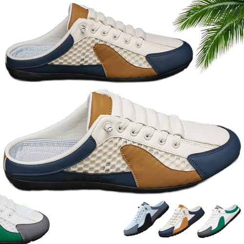 FAIRZ Uomini Slip on Mule Sneakers Pantofole Casual Scarpe Sportive Low Top Baotou Half Drag Sneakers per Gli Uomini (42EU,Beige)
