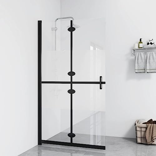 AJJHUUKI Hardware item - Pared plegable de ducha a ras de suelo, cristal ESG esmerilado, 90 x 190 cm