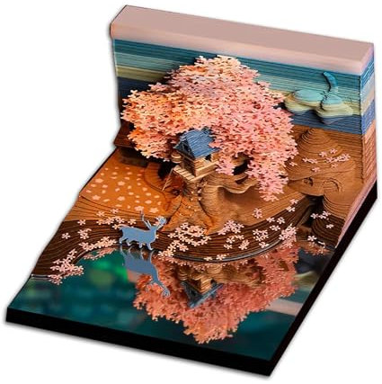 KALWEL Calendrier 3D 2025 – Cabane dans les arbres, bloc-notes 3D Artsy Pads Calendrier 2025, carnet de notes déchiré à la main, sculpture en papier, ornements créatifs, bloc-notes maison dans les