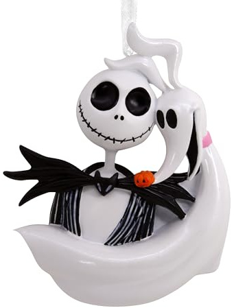 Hallmark Jack Skellington and Zero Ornament, El extraño Mundo del árbol de Navidad, Adorno Colgante de Disney, Adorno Colgante de Navidad, Regalos para Navidad