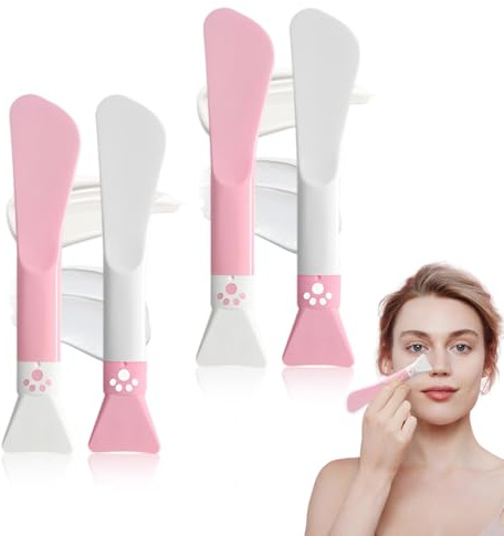 Pennello Maschera Silicone, 4 pezzi Spazzola Pulizia Viso in Silicone, Maschera Facciale Applicatore, Maschera Strumenti di Bellezza Pennello in Silicone, per Gli Occhi Crema Fango Maschera Ibrida DIY