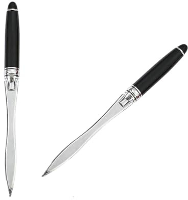 Coltello per Buste, Tagliacarte 15.5cm, Coltello per Aprire Lettere, Tagliacarte Spada in Metallo per Casa, Ufficio (2, Nero)