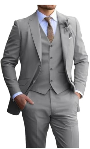 Trajes Para Hombre Slim Fit Trajes elegantes for hombre, diseño de moda delgado, chaqueta de boda for novio, chaleco, pantalones, ropa de novio, trajes de fiesta y graduación Prom Party Blazer Traje S