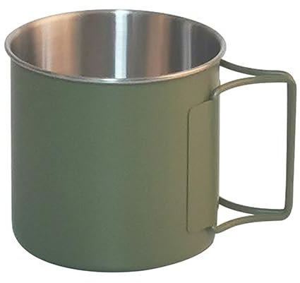 divuukyi 330 ml Edelstahl-Outdoor-Campingbecher, tragbar, faltbarer Griff, auslaufsicher, Wanderbecher, Kaffee-Wasserbecher, Trinkgeschirr