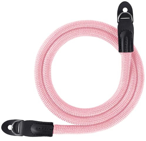 flintronic Sangle Appareil Photo, Bandoulière en Corde en Nylon, Courroie de Cou pour Appareil Photo, pour Canon, Appareils Photo pour Les Caméras Nikon, Sony, Fujifilm, Olympus, Leica Rose - 102 cm