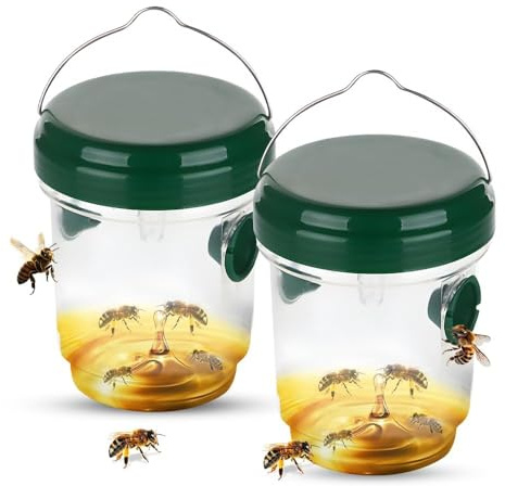 yotutun Trappola per Vespe, Acchiappa Mosche Cattura Vive Anti Api da Esterno Calabroni Cage Trappola Calabroni Catcher per insetti per Patio, Cortile, Giardi (2 Pezzi-Verde)
