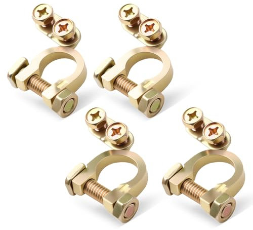 4 Morsetti Batteria Auto 12V 24V In Rame, Terminali Positivo Negativo Con Viti Per Batteria Auto Barca Camper Camion Generatore, Morsetti Collegamento Per Polo Tondo E Conico Della Batteria