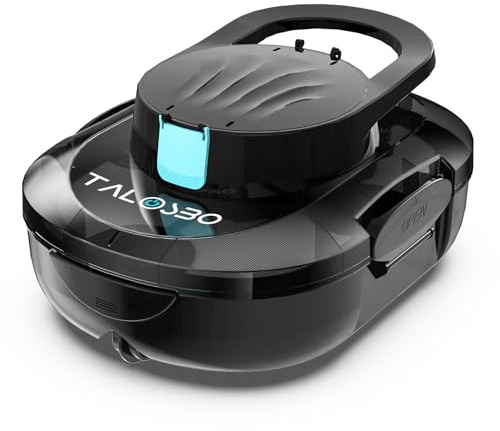 TALOSBO Pleco S1 Robot Limpiafondos Piscina, Doble Motor, 80 Min de Limpieza, con Filtración de 180μm, Estacionamiento Auto, para Piscinas Elevadas
