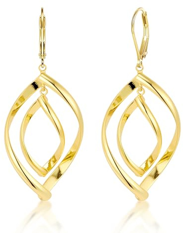 ALEXCRAFT Boucles d'Oreille Pendantes Or, Boucle d'Oreille Géométriques Femme Doré, Hypoallergéniques, Mode, Léger, Plaqué Or 14 Carats, Boucles d Oreille Goccia pour Mariage, Cadeaux Bijoux
