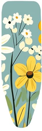 Strykbrädsöverdrag blomma gul vit överdrag värmereflekterande strykjärnsöverdrag för snabb strykning överdrag universell enkel montering 120 x 40 cm